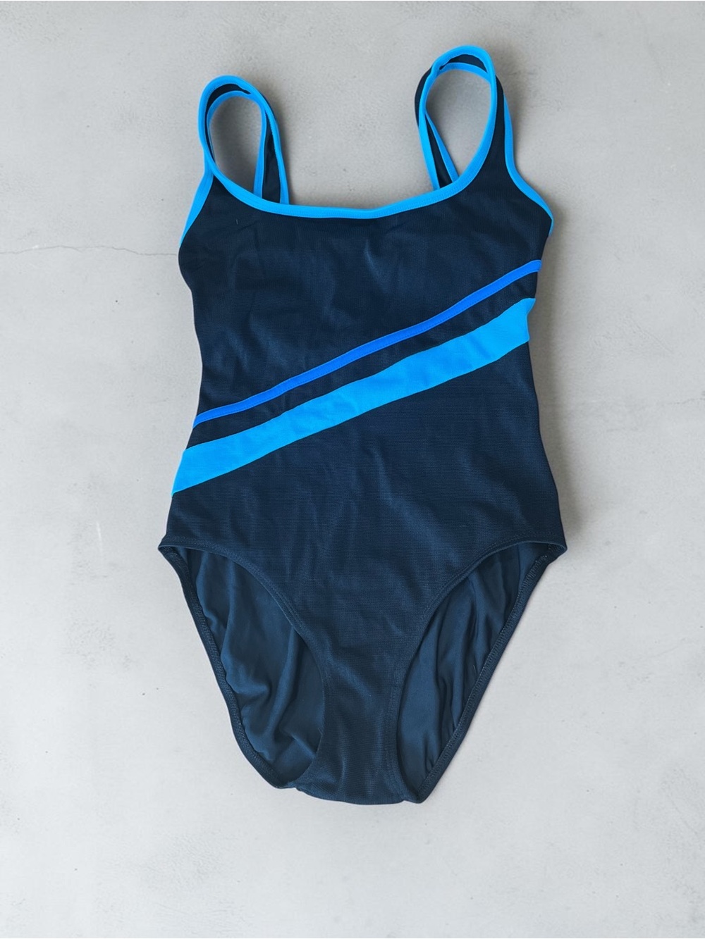 Vintage black color block, one piece Anne Klein bathing suit 80’s